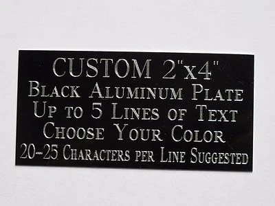 Custom Engraved Plate Aluminum 2"x4" Custom Name Plate Plaque Art Label Tag Gift - Image 1 of 3