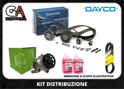 Kit distribuzione Dayco VW Golf 6 VI 1.6 2.0 Tdi pompa acqua cinghia servizi - Immagine 1 di 4