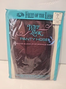 Vintage navy fruit of the loom wet look panty hose disco 4801 d fits 5'8" - Picture 1 of 5