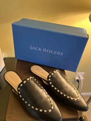 Jack Rogers Clarke шнур Mule - черные кожаные туфли на плоской подошве - размер 10 M # 121231FL05 - Изображение 1 из 4
