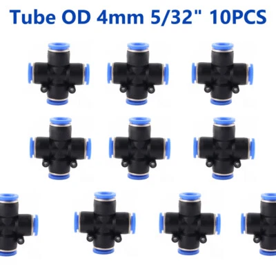 Pneumatic Push to Connect Fitting Cross 4-Way Union Connector Tube OD 4mm 10PCS  - Image 1 of 4