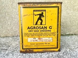 VINTAGE ADVERTISING TIN AGROSAN G DRY SEED DRESSING - Picture 1 of 8
