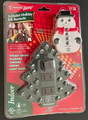 Westinghouse Holiday 3-Outlet w/5 F/X Remote Indoor String Lighting w/Remote NOS - Image 1 of 4