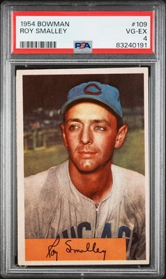 1954 BOWMAN #109 ROY SMALLEY PSA MUITO BOM ESTADO-EX 4 - Imagem 1 de 2