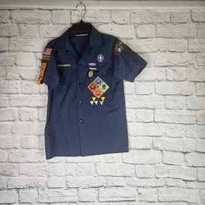 BOY SCOUTS OF AMERICA Shirt Youth Medium Patches - Picture 1 of 8