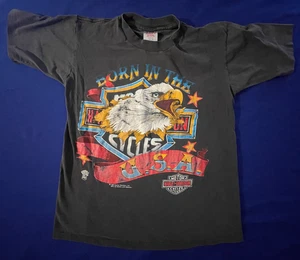 vintage 1987 Harley Davidson Born in USA LARGE TSHIRT SHIRT USED Motorcycles - Picture 1 of 9