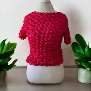 Vintage Y2K 90's Style Pink Popcorn/Bubble Shirt - Picture 1 of 12