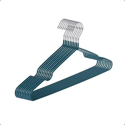 Perchas de metal para abrigo de alambre 10 piezas organizador de ropa antideslizante verde pino Foto 1 de 3