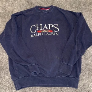 Vintage Chaps Ralph Lauren Y2K Stitched Big Logo Rare Sweatshirt Sz XL - Picture 1 of 9