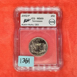 2002-P ICG MS69 TENNESSEE State Quarter Business Strike 25C AUSTIN HUTTO SIGN.. - Picture 1 of 6