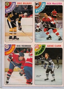 1978-79 OPC O-Pee-Chee hockey 4 card uncut sheet panel Mike Milbury RARE !!! - Picture 1 of 2