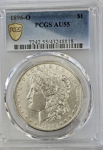 1896 O $1 Morgan Silver Dollar PCGS AU55 *RARE DATE* WINGS LABEL Cover