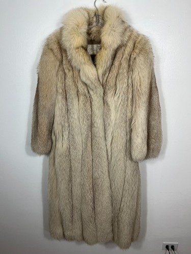 OFF WHITE Classico cappotto di pelliccia BLU FOX Giacca in avorio bianco sporco lunghezza 49