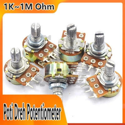 Poti 1K 2K 5K 10k 20K 50K 100K 250K 1M Ohm Dreh Potentiometer linear Mono Stereo - Bild 1 von 4