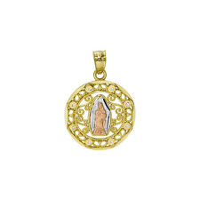 14K Tri-Color Gold Virgin Mary Guadalupe Charm Pendant