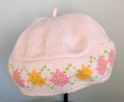 复古 2004 Baby Gap 粉红色刺绣帽子/贝雷帽尺寸 6 到 12 个月。 — 第 1/4 张图片