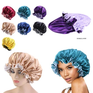 EE. UU. Doble cara satinada para dormir noche gorro para el cabello sombrero cubierta para la cabeza con banda elástica - Imagen 1 de 34