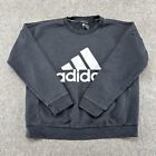 Adidas Sweater Womens Large Black Graphic Sweatshirt Pullover Spellout Cotton