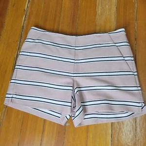 Ann Taylor Loft bernsteinrose gestreifte Shorts Seitentaschen seitlicher Reißverschluss Größe 4 Baumwolle - Bild 1 von 9