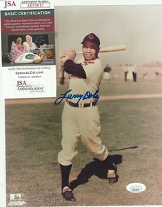 LARRY DOBY SIGNED 8x10 CLEVELAND INDIANS LICENSED PHOTO JSA COA WAHOO ARM PATCH - Picture 1 of 6