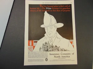 1930 INSURANCE COMPANY of NORTH AMERICA The WHITE FIREMAN print ad - Picture 1 of 1