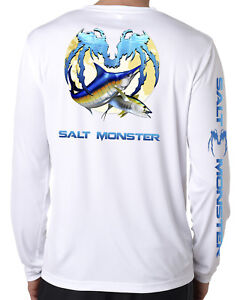Salt Monster long sleeve microfiber saltwater fishing t shirt uv upf 50+ marlin