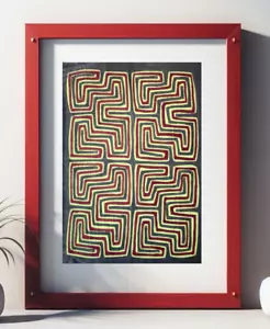 KUNA PANAMA Geometrisches MOTIV MOLA Lateinamerikanisch Original VOLKSKUNST Quilt Textil - Bild 1 von 11