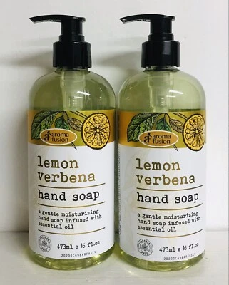 2 Bottles Aroma Fusion ~ Lemon Verbena Hand Soap w/ Essential Oil 16 fl oz Each - Image 1 of 2