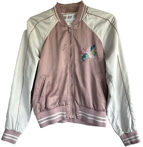 Gap Youth Girls Bomber Jacket Size XS Floral Embroidered Pockets - Picture 1 of 7