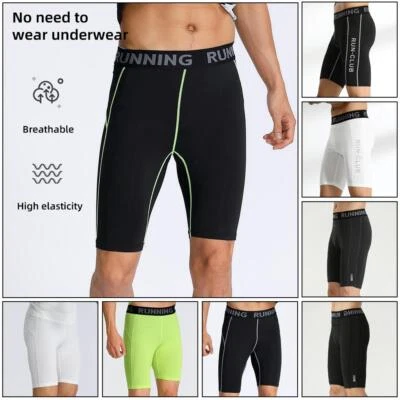 Sports Fitness Pants Men Gym Shorts Workout Tights Running Training Bottoming Sh - Image 1 of 4