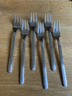 BSF Speed Edelstahl Besteck 6 Kuchengabeln 15,5 cm teilmattiert - Bild 1 von 4