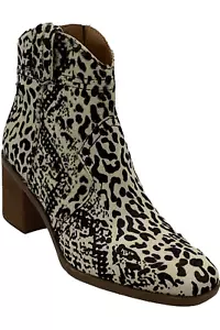 Zodiac Leopard Hair Calf Side Zip Ankle Boots Lennon White - Picture 1 of 3