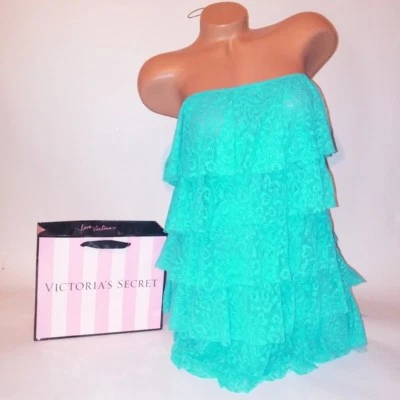 Cobertura de natação Victoria Secret azul leopardo renda com babados em camadas - Imagem 1 de 4