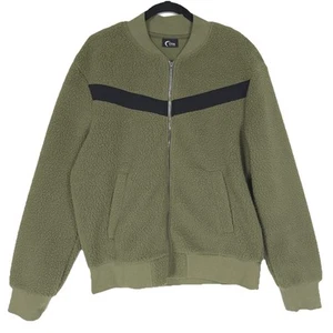 Zyia Active Women’s Jacket Green MEDIUM Flying V Fleece Teddy Bomber Sherpa - Picture 1 of 14