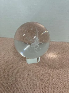 3D Laser Engraved Pegasus Crystal Decorative Ball With Crystal Stand 3" Sphere - Picture 1 of 13