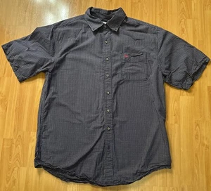 Carhartt Men’s XL Tall Short Sleeve Button Down Shirt Red Blue Plaid Vintage - Picture 1 of 8