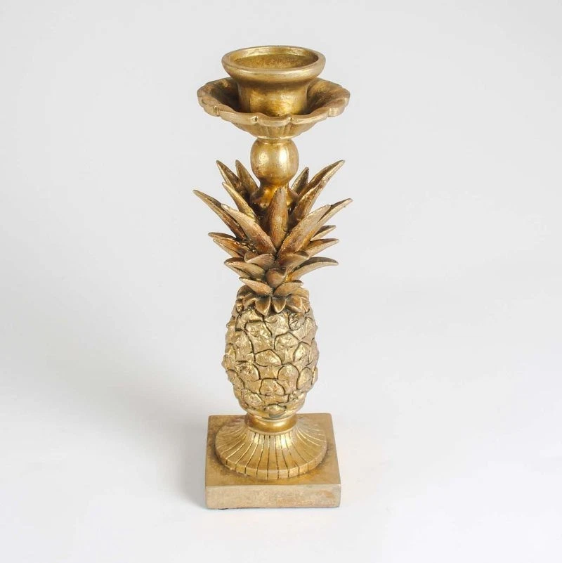 Gold Resin Pineapple Candle Holder 27cm Tropical Dinner Tapered Fruit Ornament - Image 1 of 1