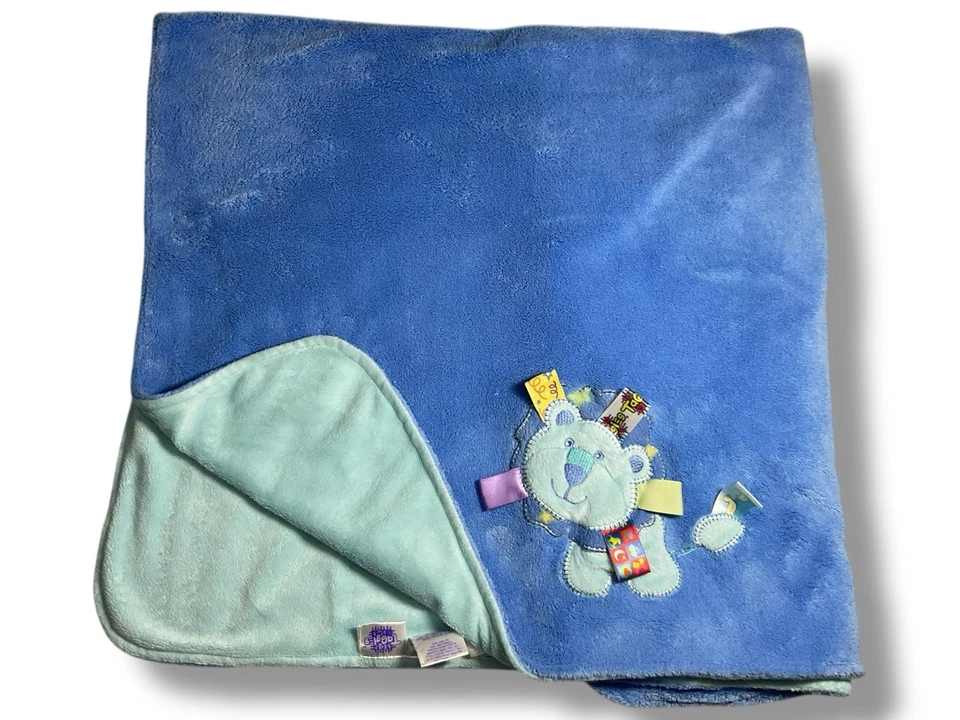 "Manta de seguridad grande de felpa Taggies Blue Lion Baby 30x40"" difícil de encontrar" Foto 1 de 4