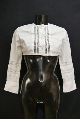 Gr.42 Dirndlbluse weiß Bluse für Dirndl Cottonova Baumwolle mit Spitze B11446 - Bild 1 von 4