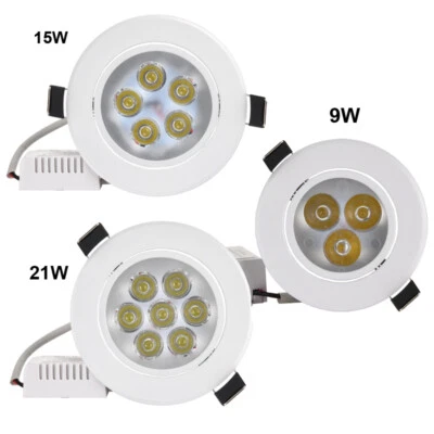 Dimmable Recessed Led Ceiling Down Light Lamp Fixture 9W 15W 21W Spotlight Round - Image 1 of 4