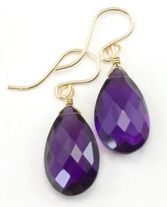 Orecchini a goccia in argento sterling 925 con pietra preziosa ametista viola pietra febbraio - Foto 1 di 4