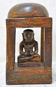 Antique Wooden Lord Mahaveer Idol Figurine Original Old Hand Carved - Picture 1 of 8
