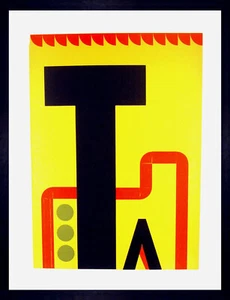 Josua Reichert 1937 Stuttgart / Farbholzschnitt, handsigniert / Buchstabe T - Bild 1 von 6