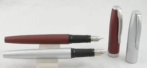 2 Sheaffer Javelin Metal Fountain Pens - 1 Burgundy, 1 Silver -F Nib - MINT, NEW - Picture 1 of 5