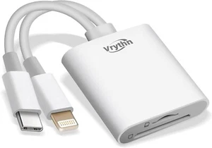 SD Card Reader for iPhone iPad Andriod Camera, Vrythn USB C & Lightning Card Rea - Picture 1 of 5