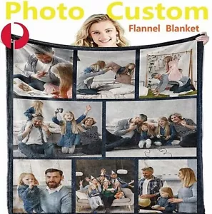 Personalised Throw Blanket Flannel Soft All Size Photo Custom Bed Christmas Gift - Picture 1 of 11