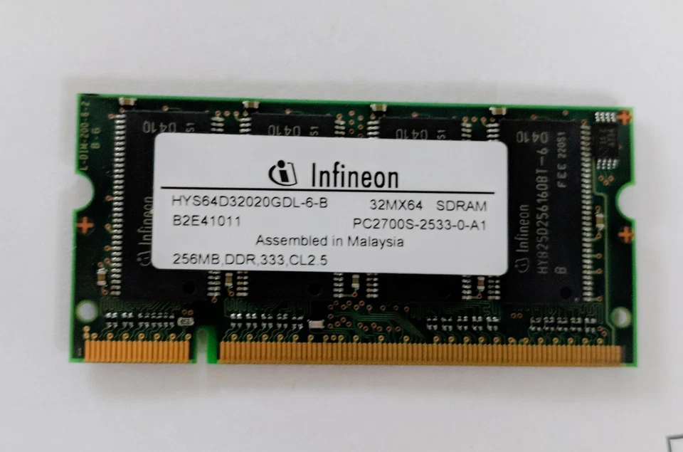 Infineon HYS64D32020GDL-6-B  PC-2700S 256MB 333 MHz DDR Memory    (C9) - Image 1 of 2