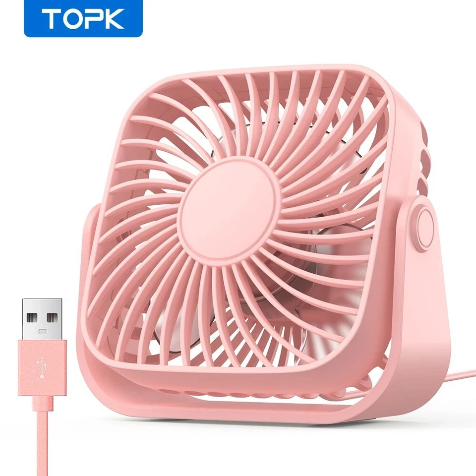 4 Inch USB Mini Portable Fan 3 Speed Quiet Desk Fan 360° Rotation Summer Gift - Image 1 of 4