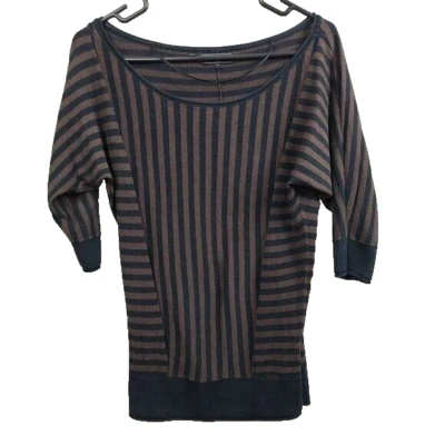 Suéter vintage Y2K Guess para mujer pequeño marrón negro a rayas manga Dolman Foto 1 de 4