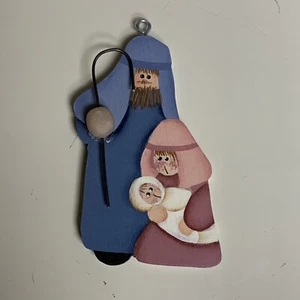 Vintage Hand Painted Mary Joseph Jesus Christmas Ornament Nativity - Picture 1 of 6